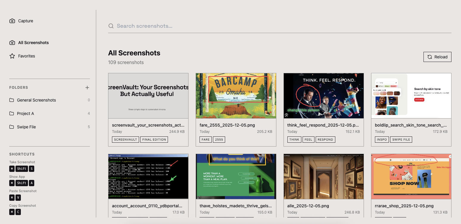 ScreenVault App Interface